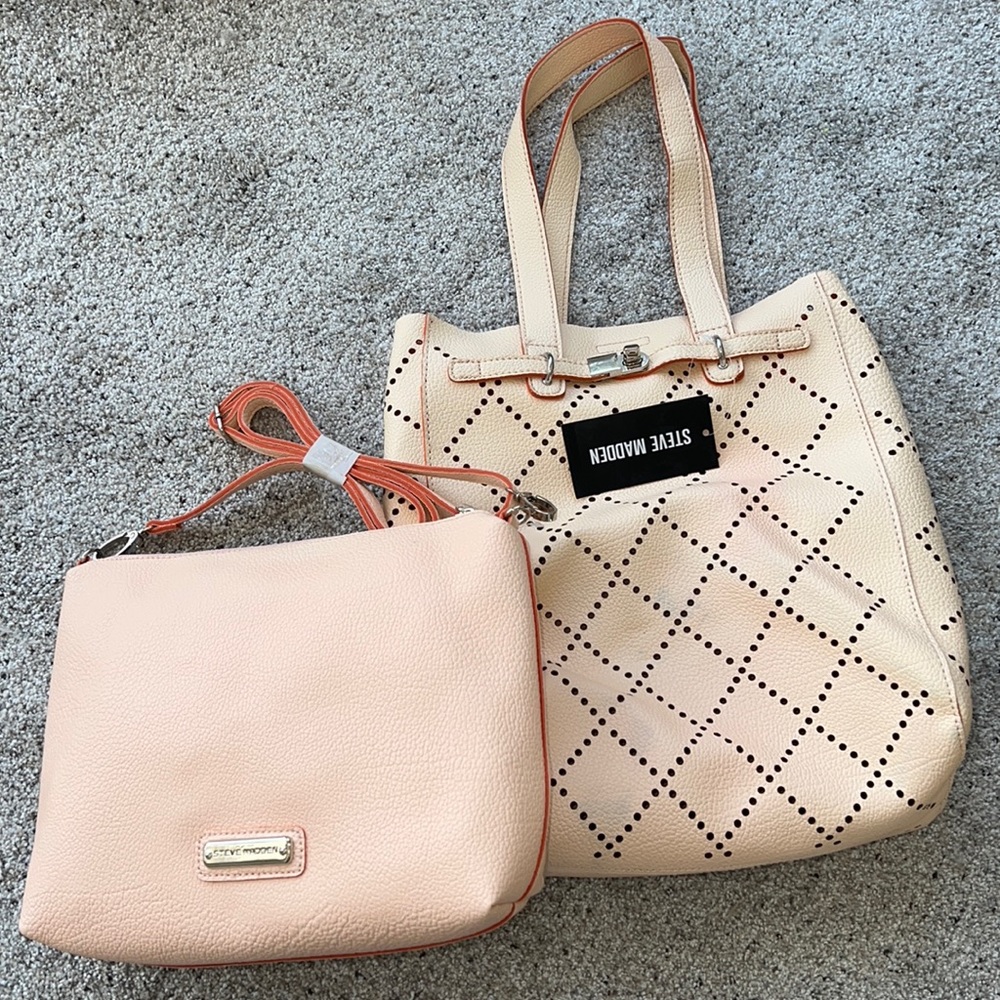 NWT STEVE MADDEN TOTE BAG AND CROSSBODY BAG BLUSH Set